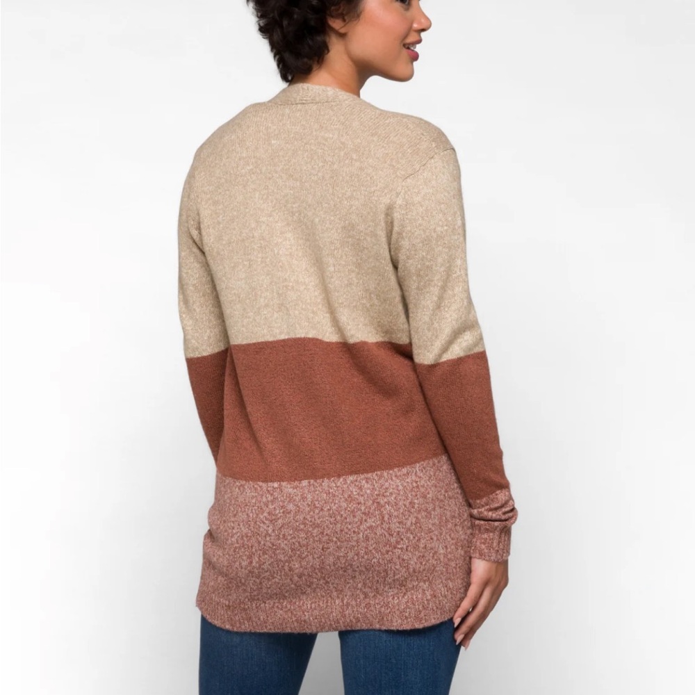 Colorblock Open Front Cardigan - Picture 2 of 4